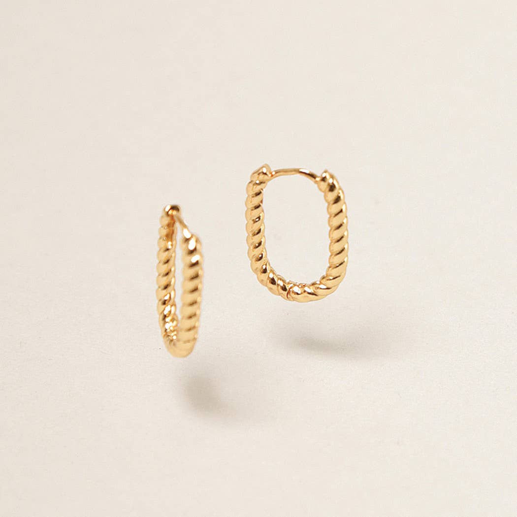 XS-14K Gold Dipped U Shaped Twist Hoop Earrings