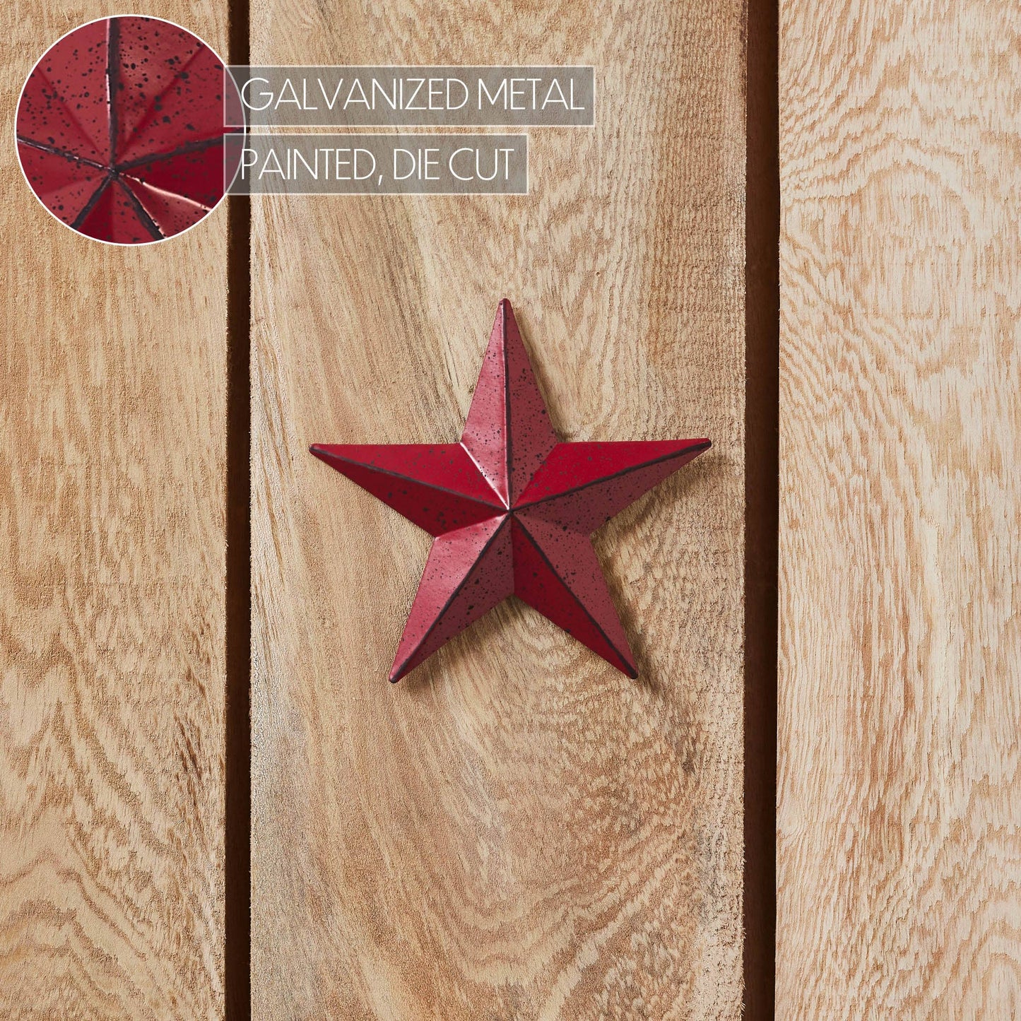 Metal Star Speckled Distressed Burgundy 4x4