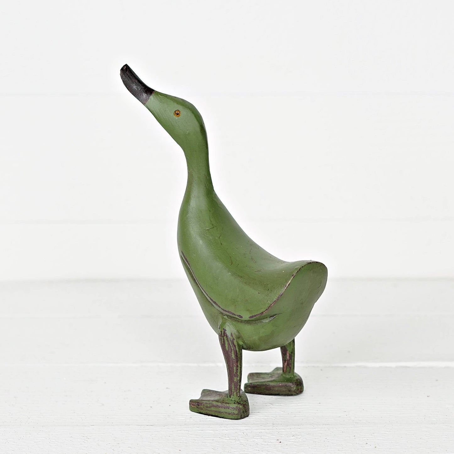 KD017GR- Single wooden duck- Green 12"x4.25"x6.5"