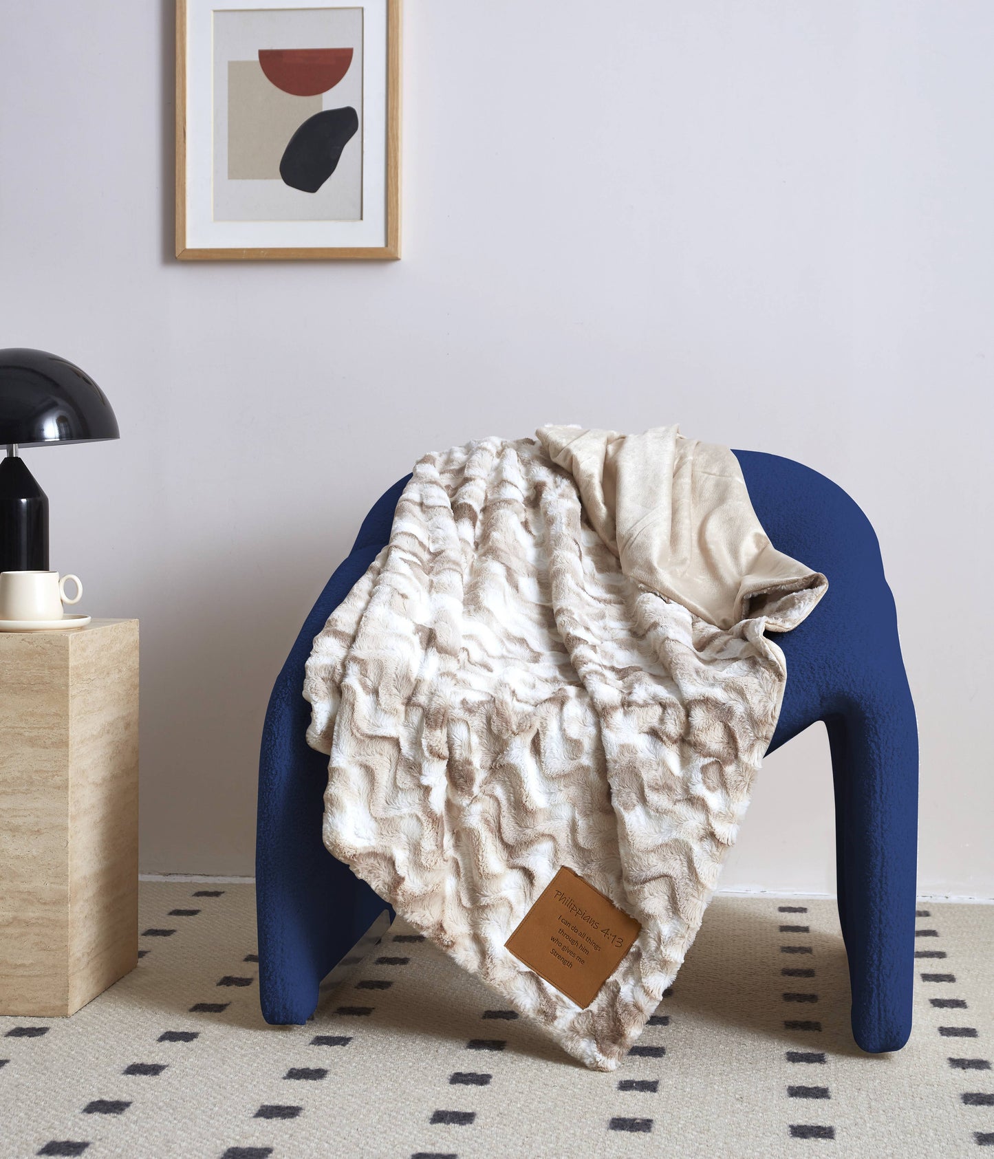 "I Can Do All Things" 1-Ply Faux Fur Patch Throw 50"x60"