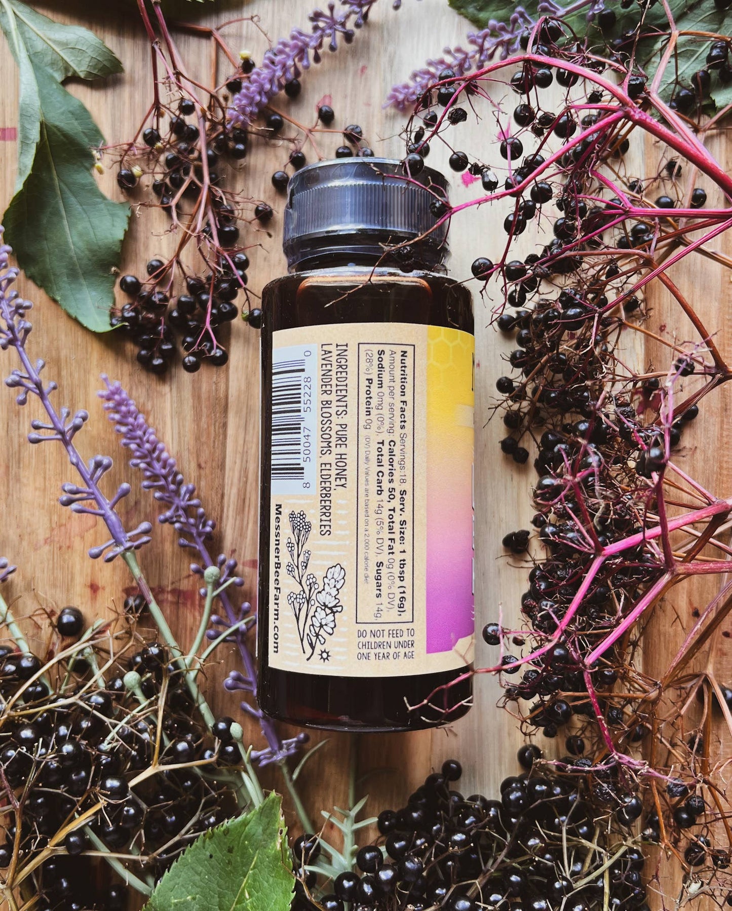 Lavender Elderberry Infused Honey / Fruity and Floral / 12oz