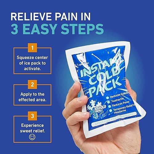 Instant Ice Cold Pack (6” x 4.5”) - 25 Packs Disposable
