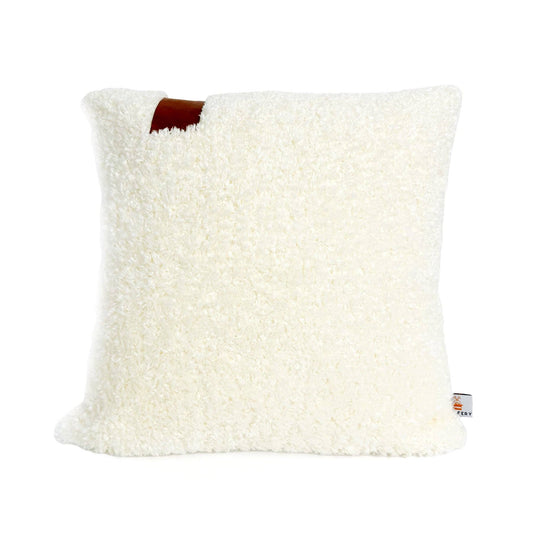 Cozy Teddy Throw Pillow, White (18" x 18" / 45 x 45 cm)