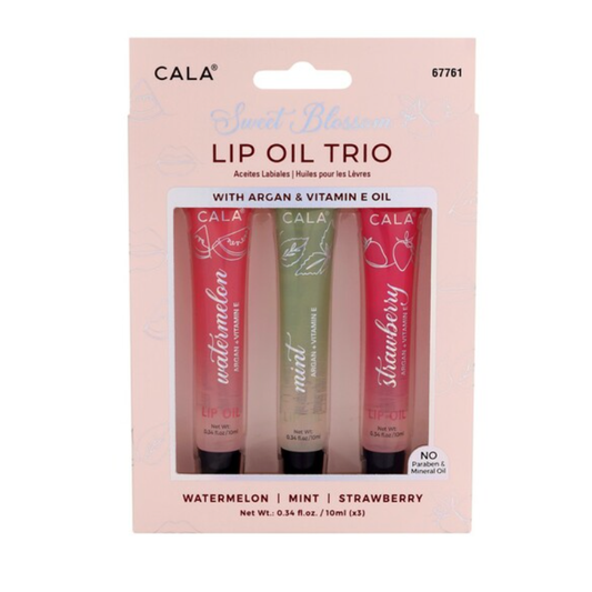 CALA LIP OIL TRIO WATERMELON STRAWBERRY JOJOBA ARAGAN MINT: Sweet