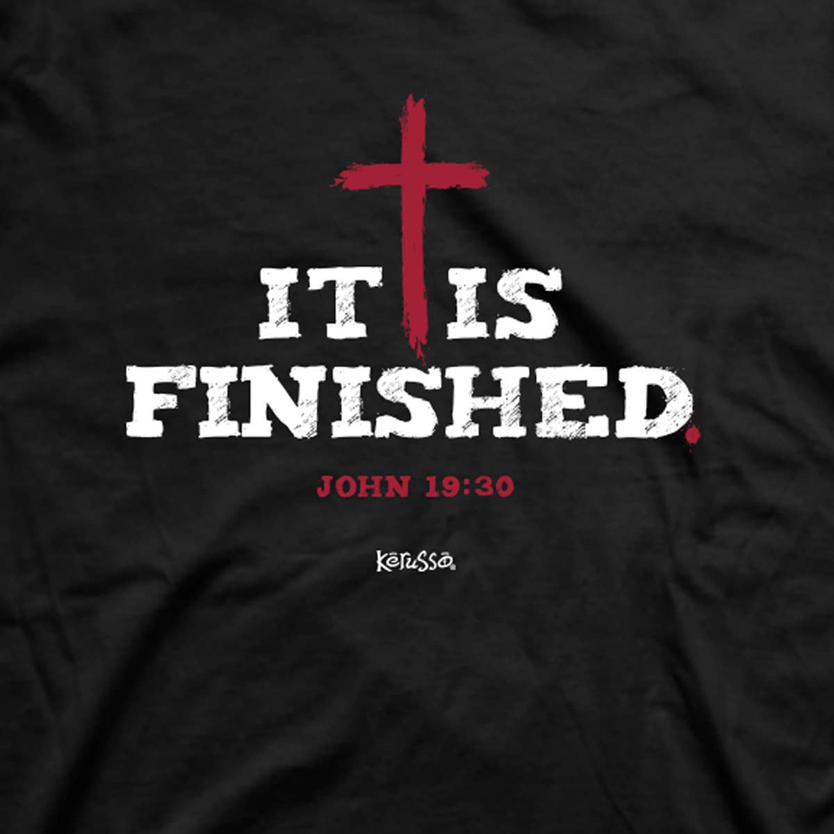 Kerusso Christian T-Shirt Finished Cross: Large / Black