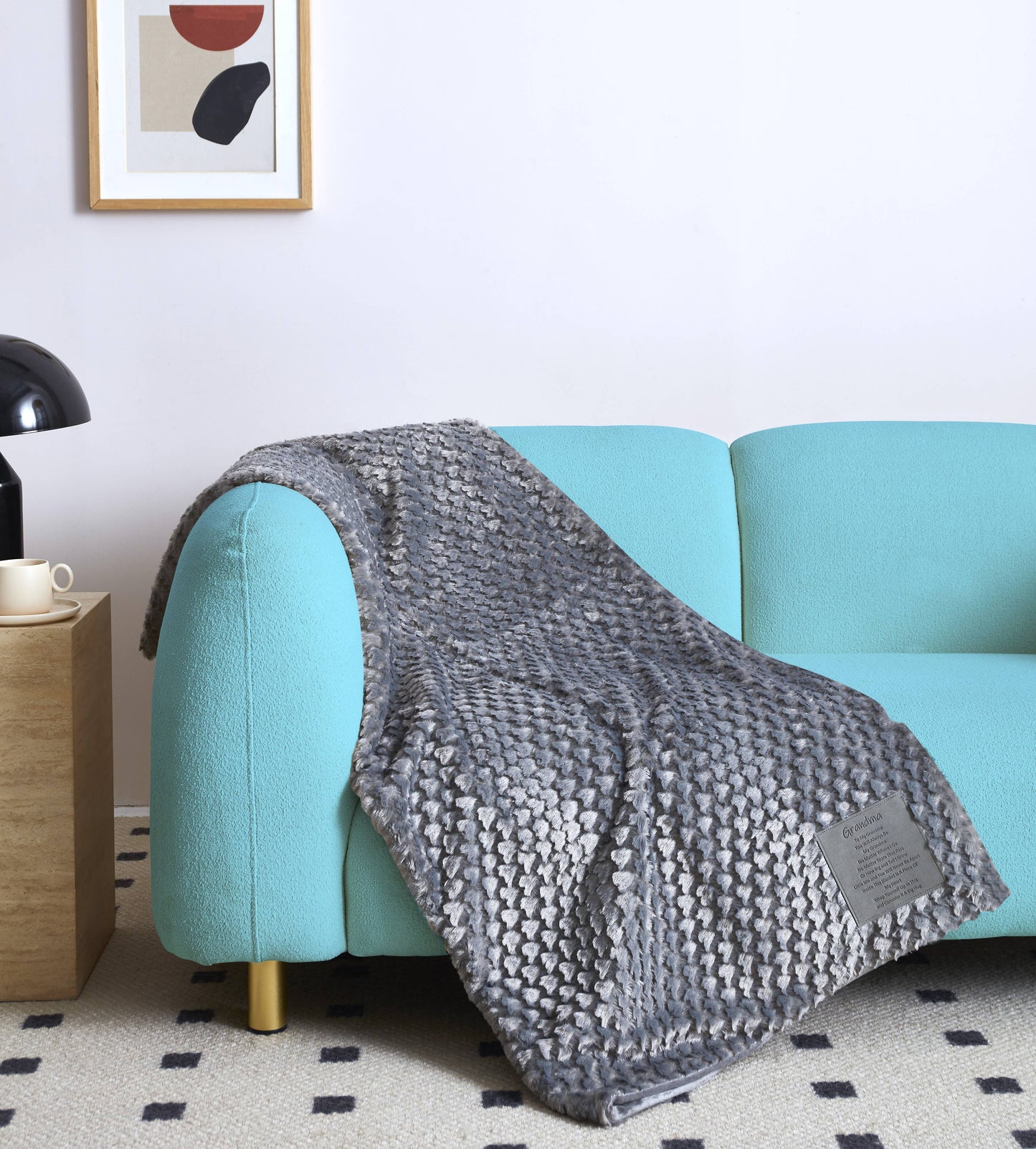 "To My Grandma" 1-Ply Faux Fur Patch Throw 50"x60"