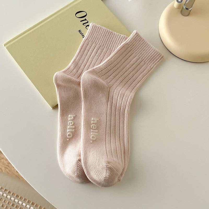 Candy Color Simple Letter Soft Socks DP25A452