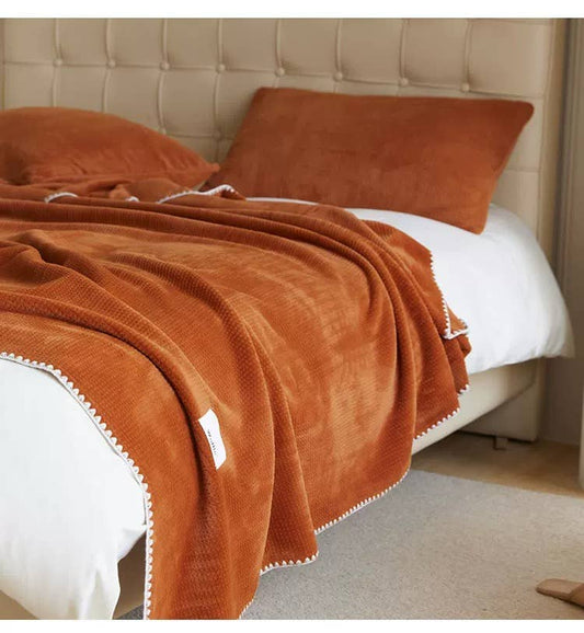 Ultra-Soft Milk Flannel Velvet Waffle Weave Throw Blanket, Queen Size (60" x 80" / 152 x 203 cm)
