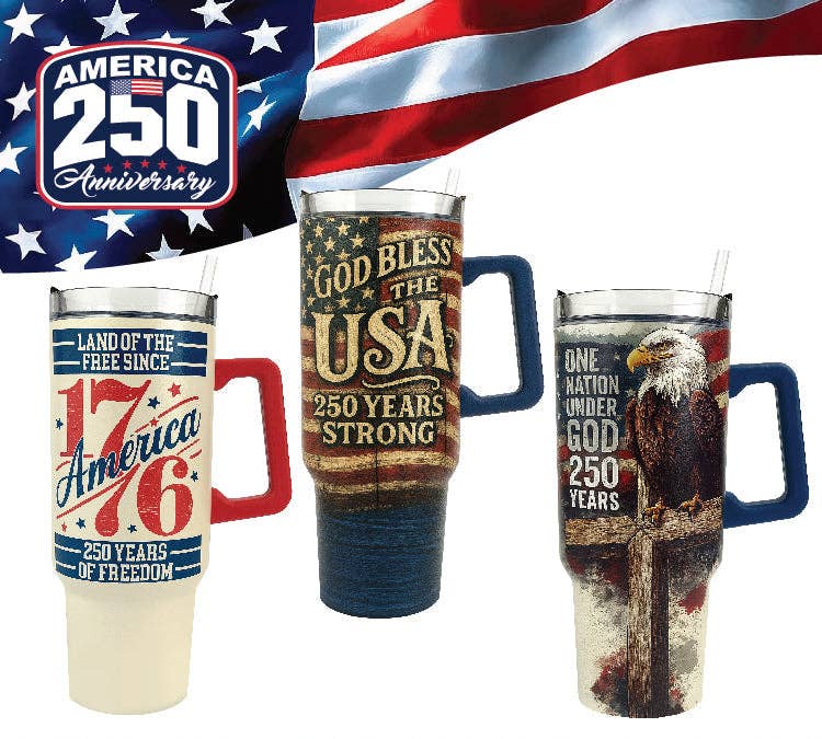 USA 250th Anniversary 40oz Patriotic Tumbler - 6/Display
