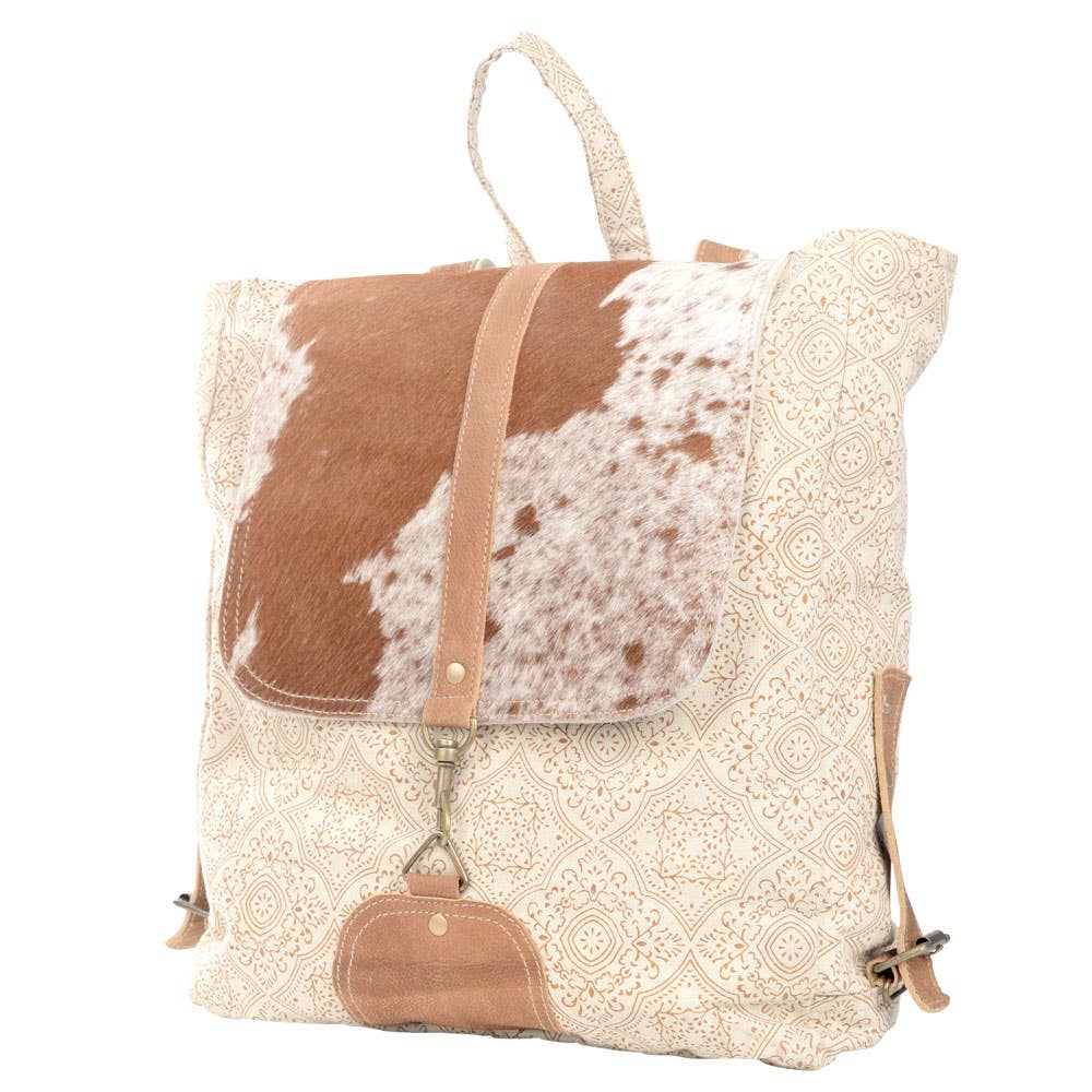 Cream Backpack With Cowhide Flap