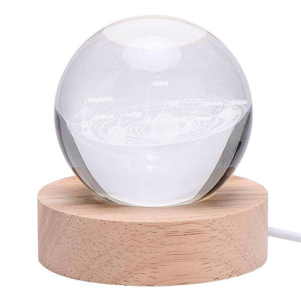 CelestiaGlow LED Crystal Ball With Wooden Base (Multiple Styles)