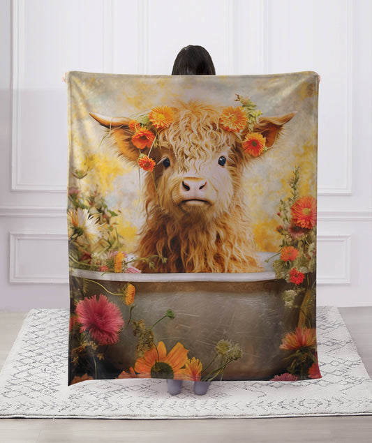 "Highland Calf" 1-Ply Faux Fur Everyday Designer Blanket