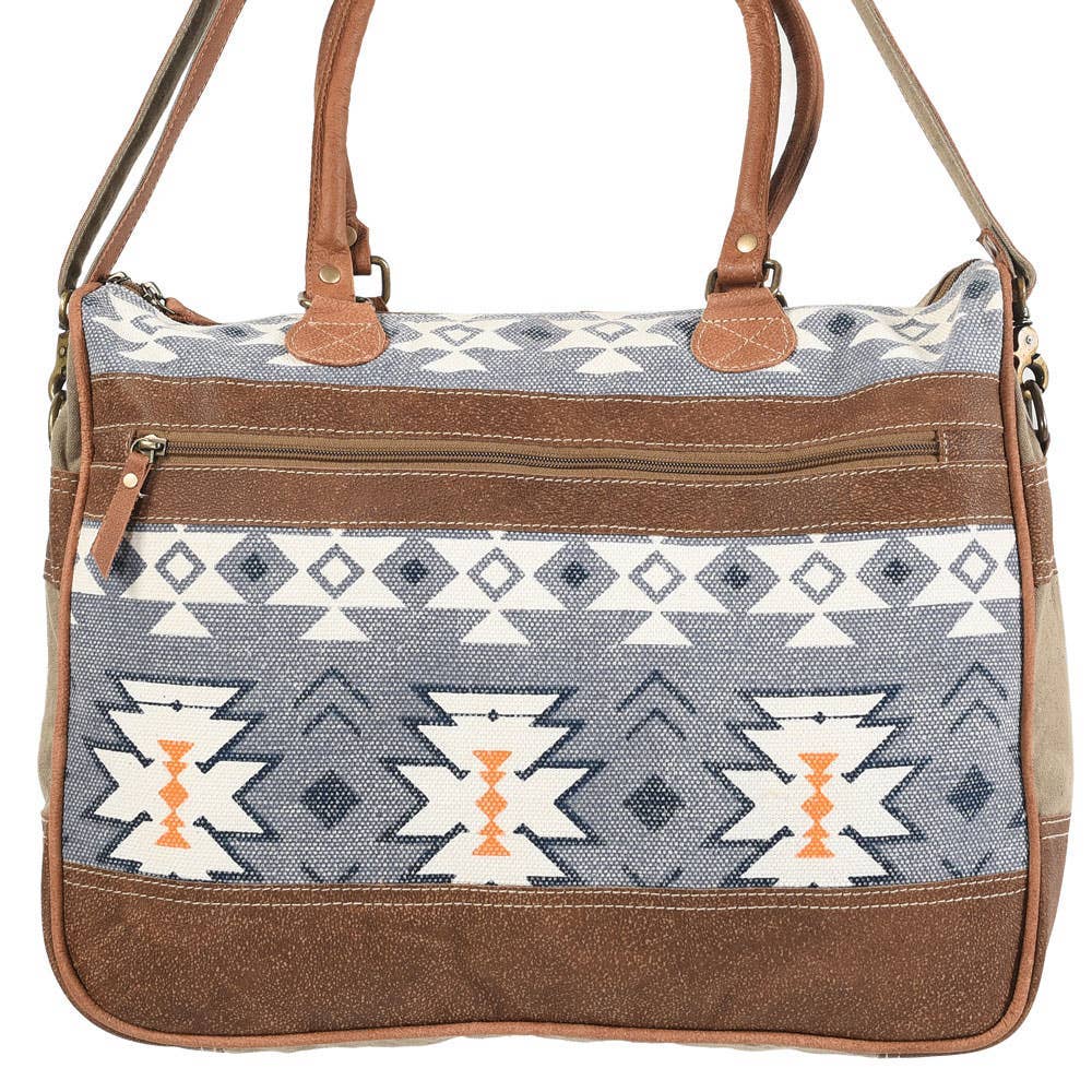 Blue And Yellow Messenger Bag With Canvas And Rug