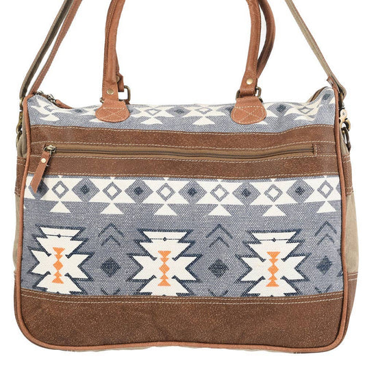 Blue And Yellow Messenger Bag With Canvas And Rug