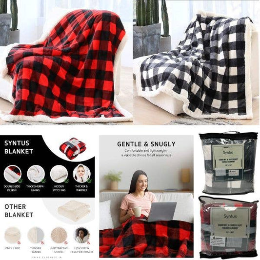 Syntus Home - 50"x60" Plaid Super Soft Blankets - May Vary