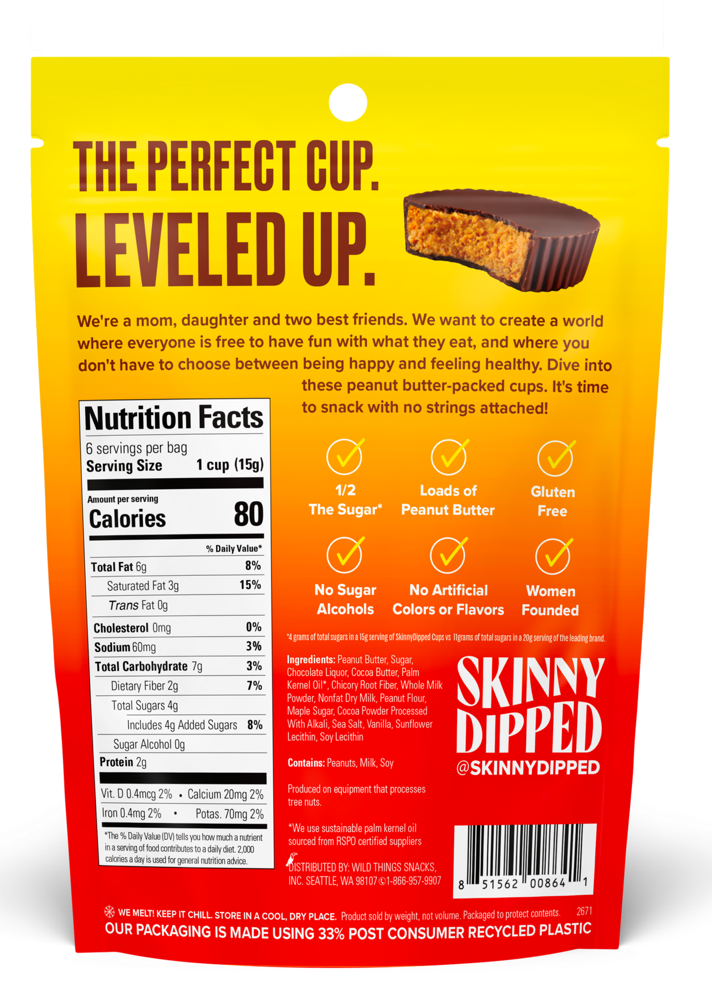 Milk Chocolate Peanut Butter Cups Pouch, 3.17oz