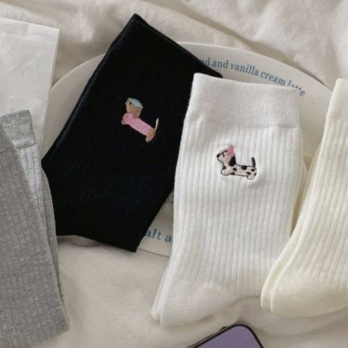 WOMAN ANIMAL DOG HALF CREW THROWBACK SOCKS | 40S02068