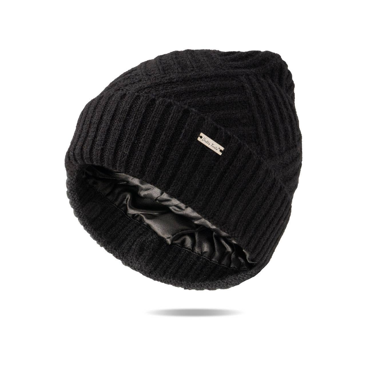 Britt’s Knits Satin Lined Beanie Open Stock: Black