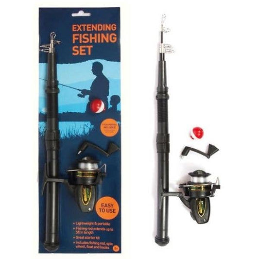 Fishing Pole Kit - Extendable Pole - With Hooks And Bobber