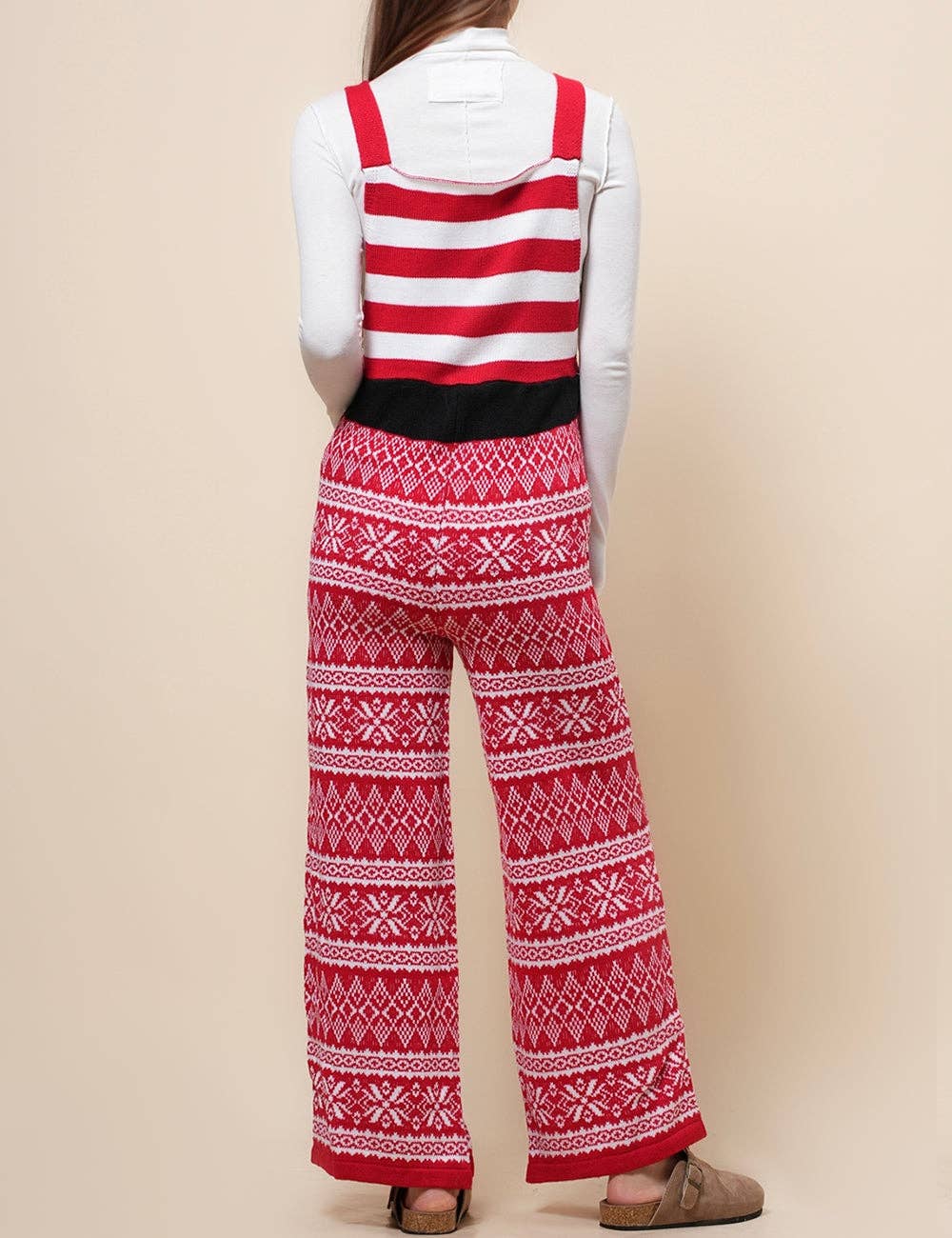 Ladies Christmas Jumpsuit Strape Shoulder Overall SKJ4923: Red