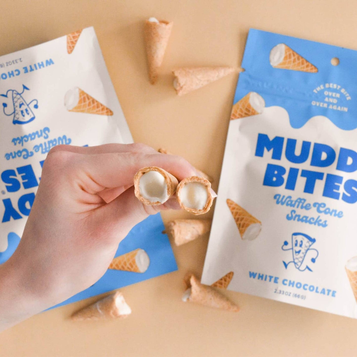 White Chocolate Bite-Sized Waffle Cones Snacks