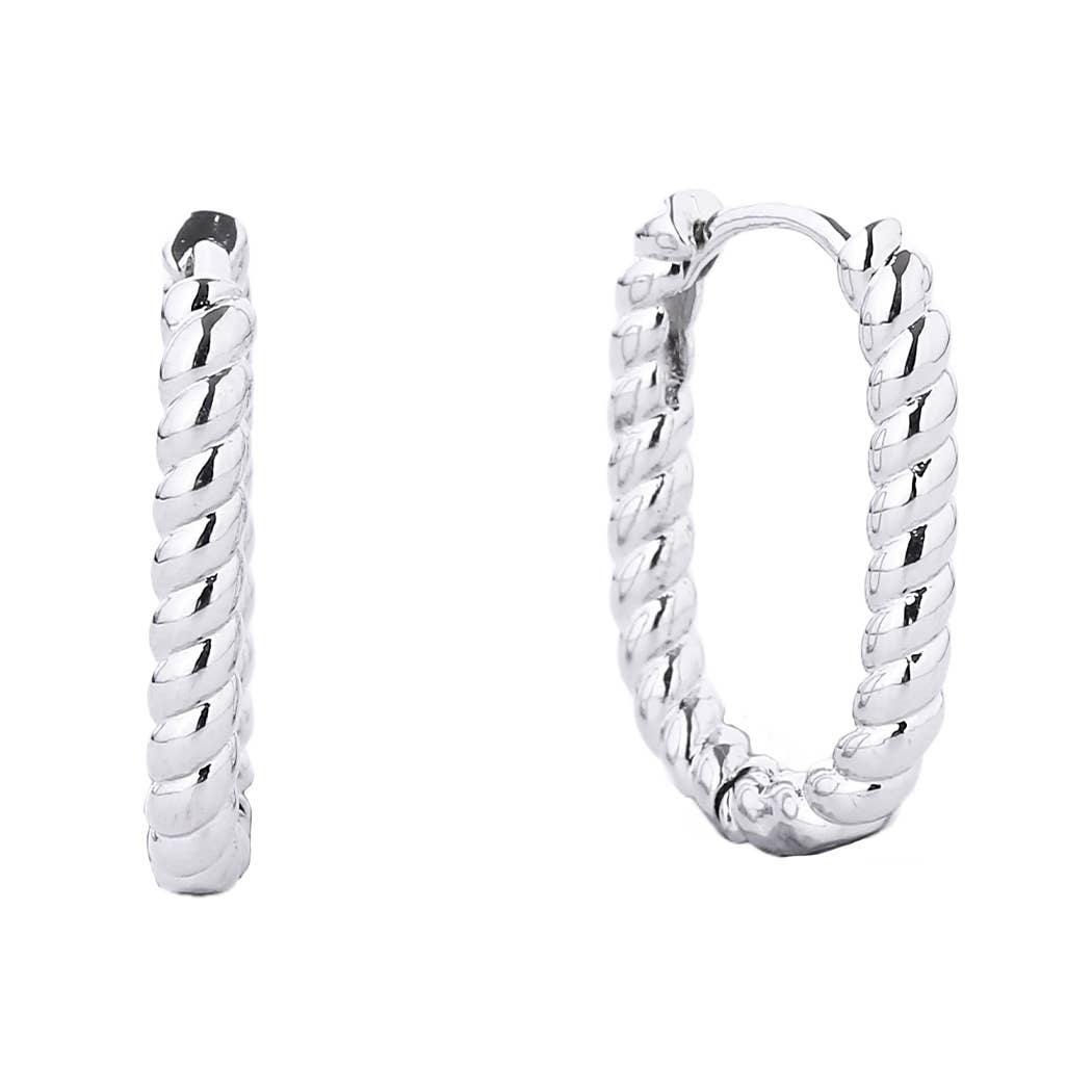 XS-14K Gold Dipped U Shaped Twist Hoop Earrings