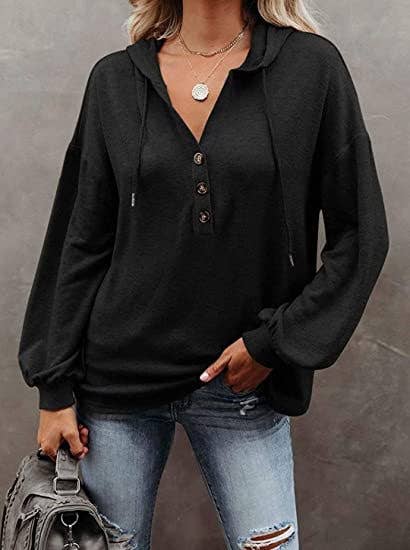 Womens Long Sleeve V Neck Sweatshirts Lightweight Tops: Gray