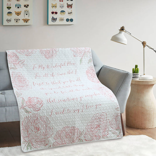 "To My Wonderful Mom" Inspirational Quilted Throw 50"x60"