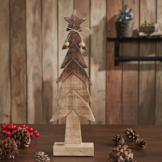 Christmas Tree Wooden Two Toned Brown Natural Figurine 16x5x2.25