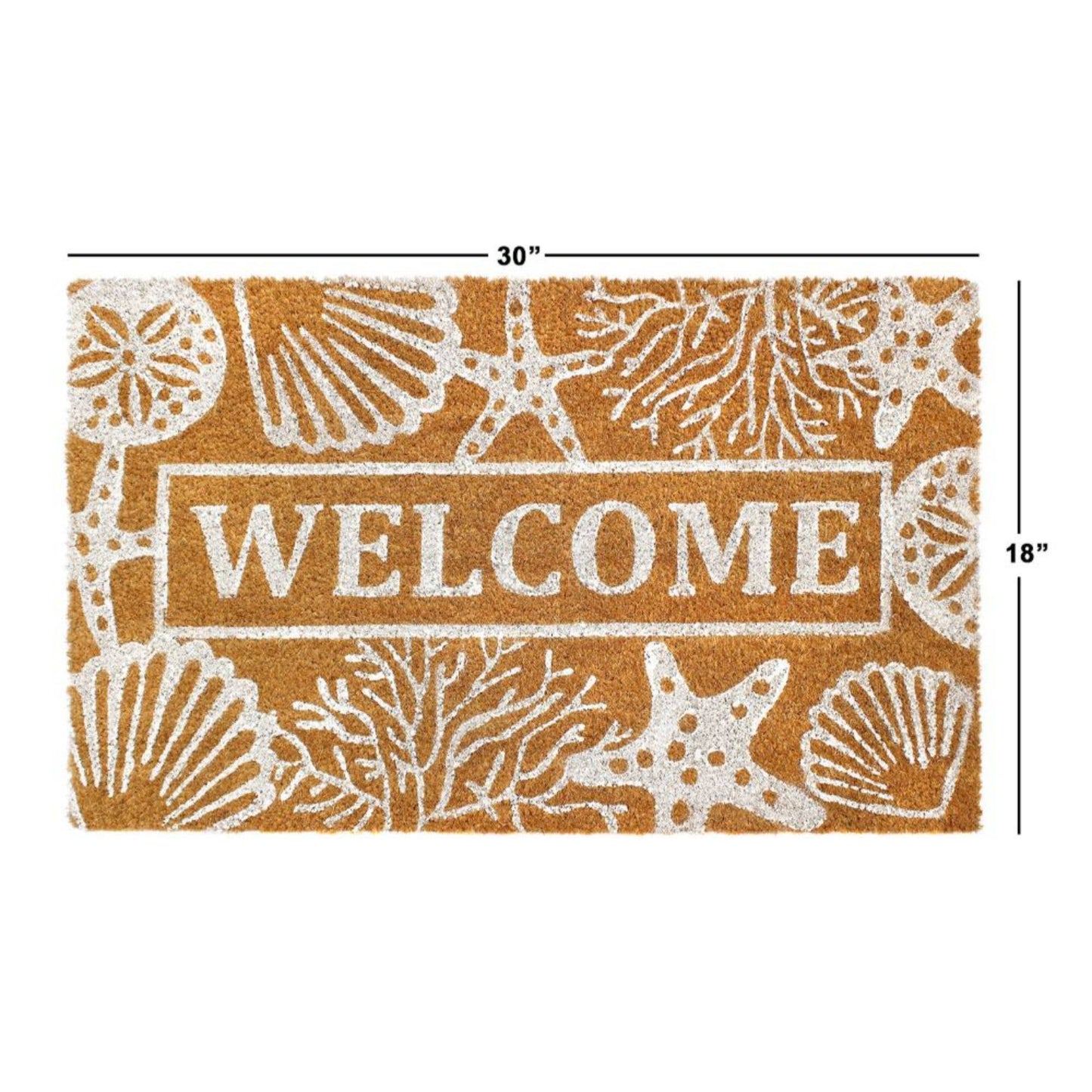 RugSmith Seashells and Starfish Coir Doormat, 18" x 30"