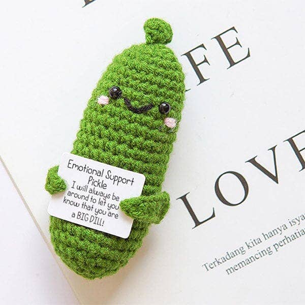 CalmiMates Mini Emotional Support Crochet Plush Toy Collection (1pc) Multiple Styles: Emotional Support Pickle