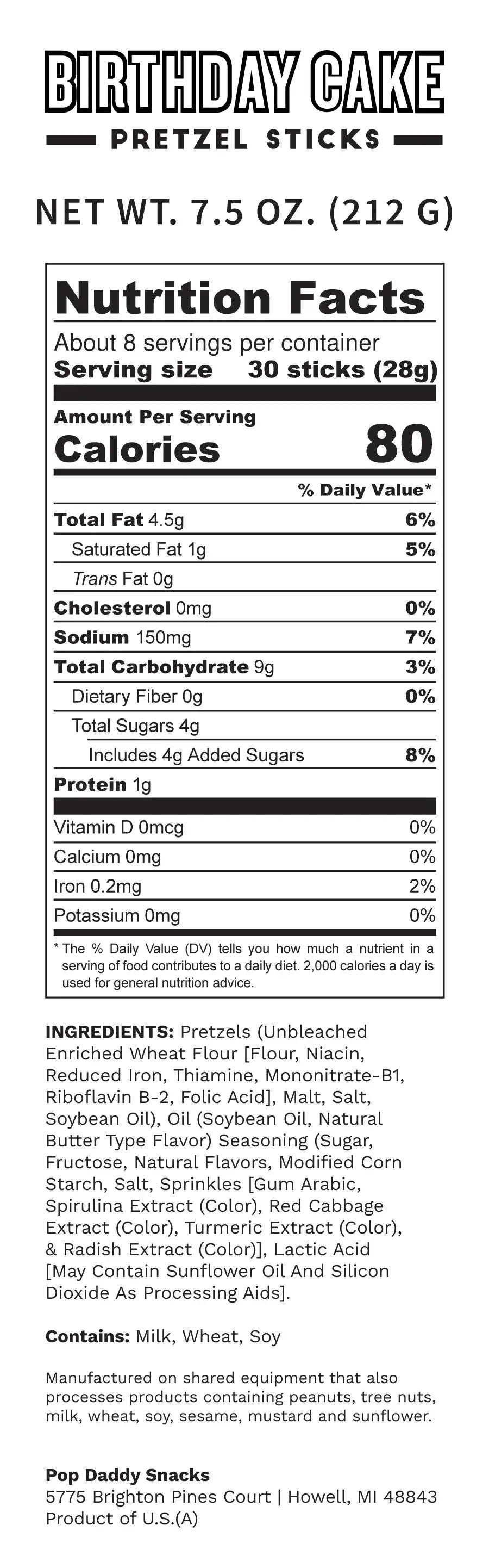 Birthday Cake Seasoned Pretzels (Limited Edition) 7.5oz