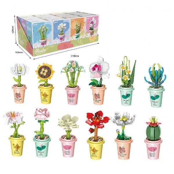 DIY Botanical Building Block Sets: Collectible Assorted Mini Pots