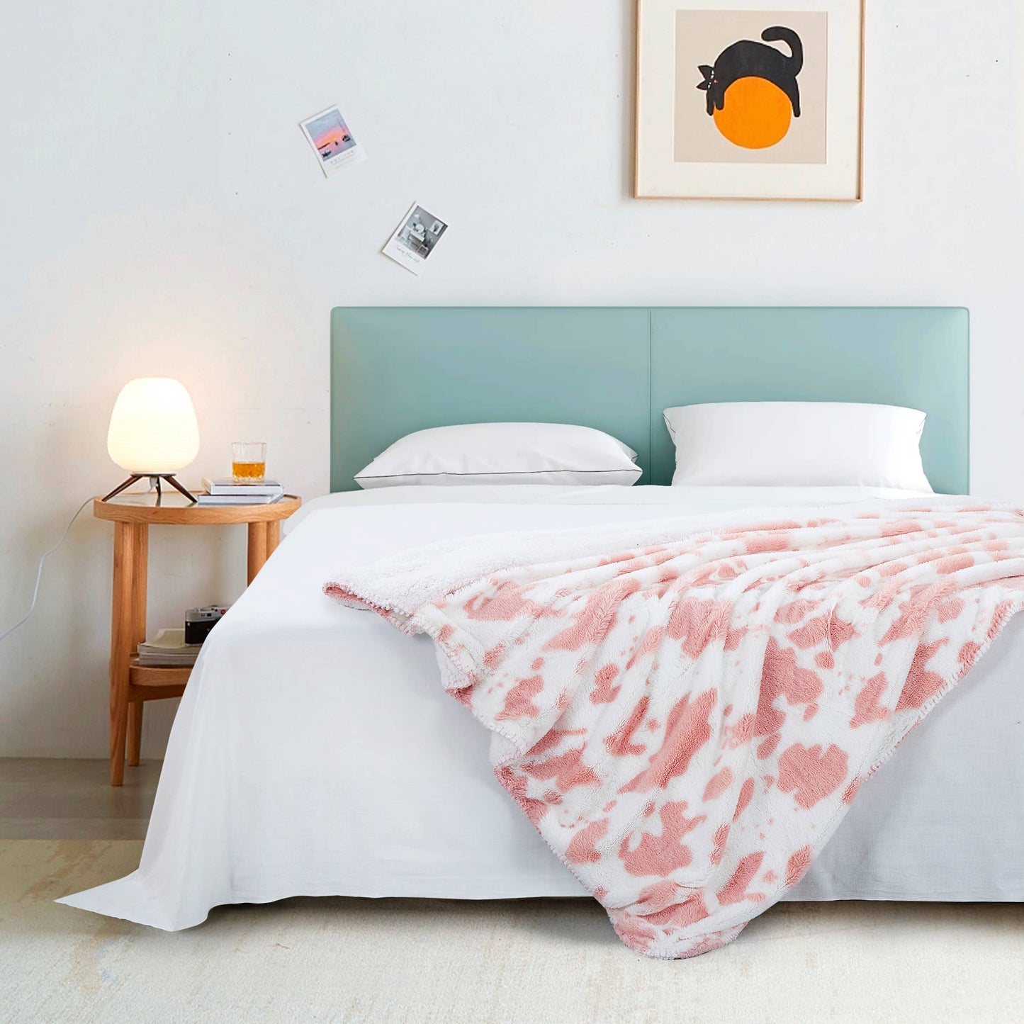 "Strawberry Cow" Faux Fur Plush Throw Blanket - 50"x70