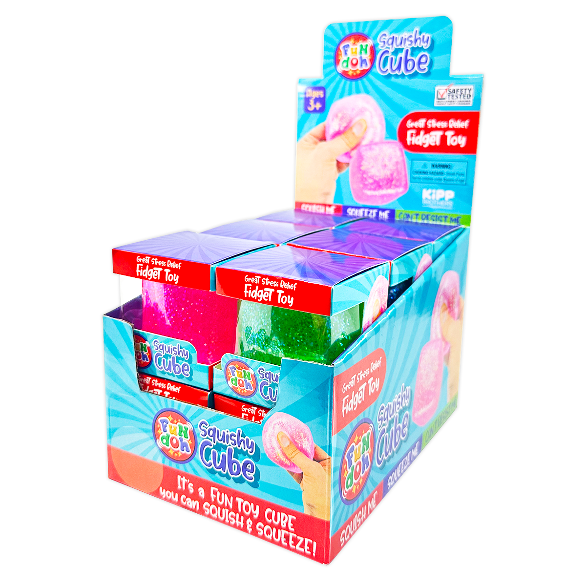 SO MUCH FUN! FUN DOH SQUISHY CUBE 12 PIECE DISPLAY