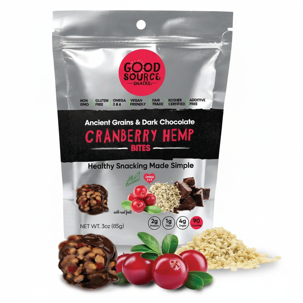 Cranberry Hemp, 3oz Size, Ancient Grain Snack Bites