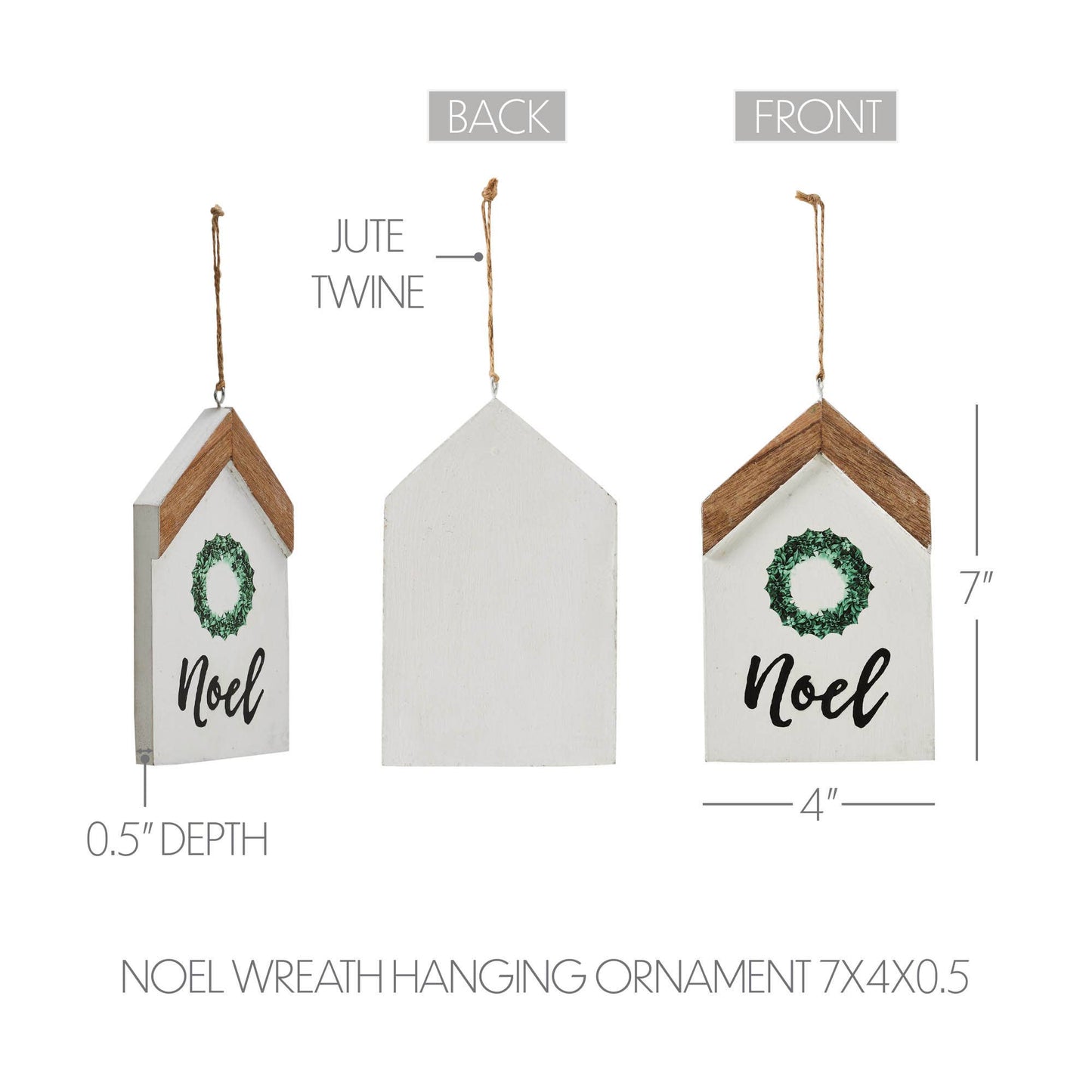 Noel Wreath Hanging Ornament 7x4x0.5