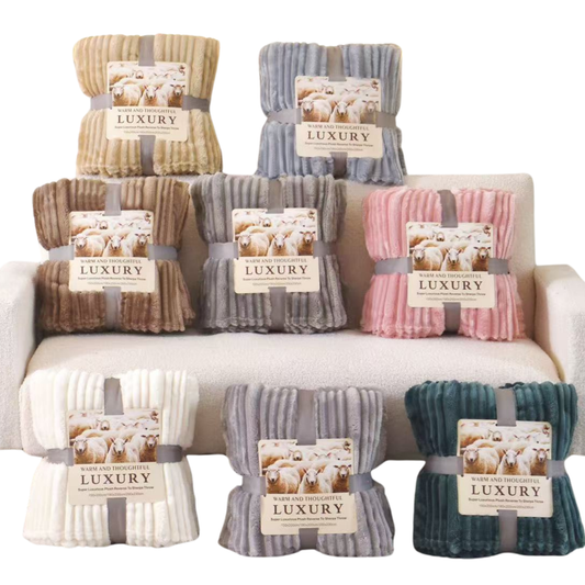 Plush Flunnel Throw – Ultra Soft Ribbed Blanket Texture