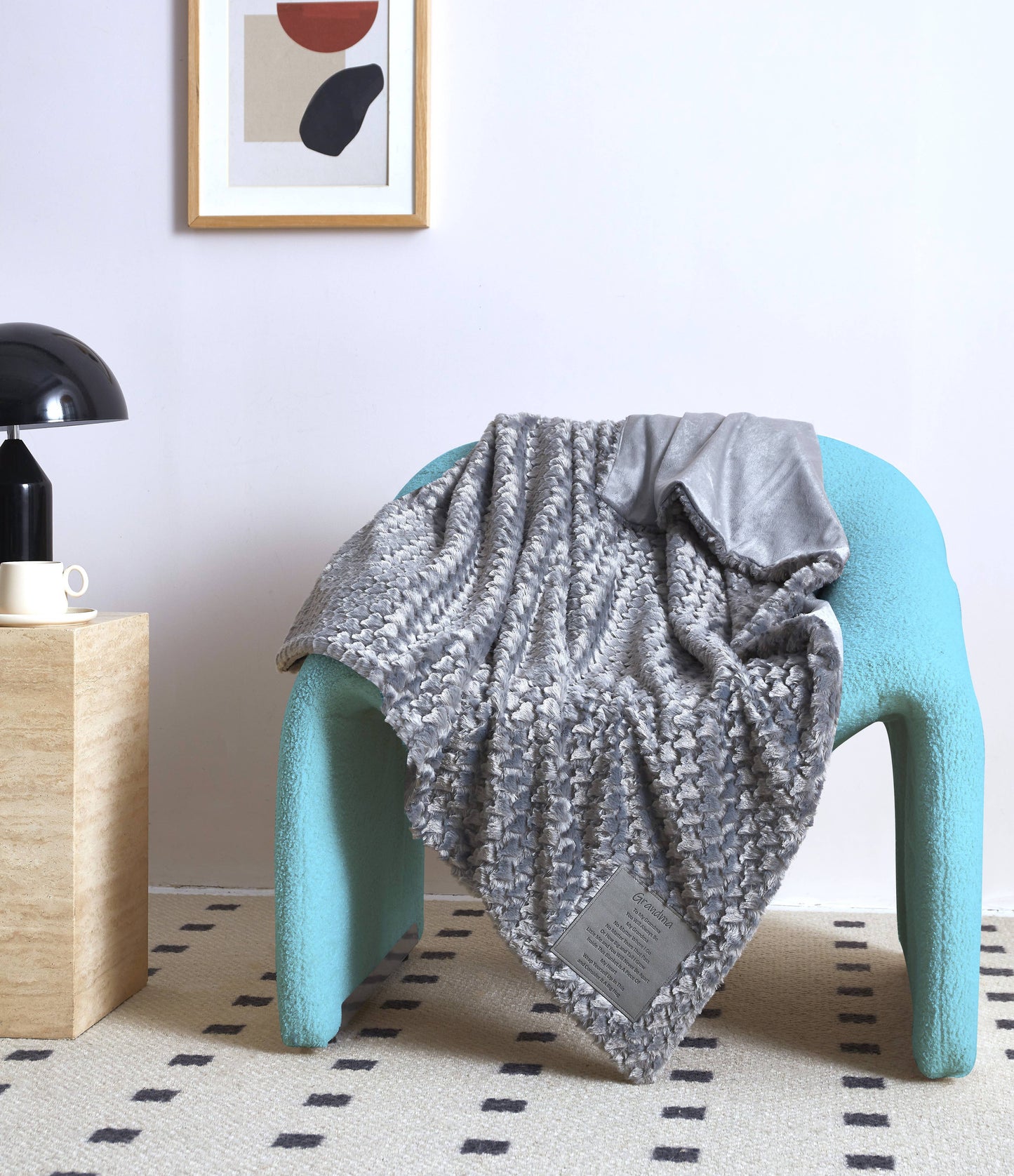 "To My Grandma" 1-Ply Faux Fur Patch Throw 50"x60"