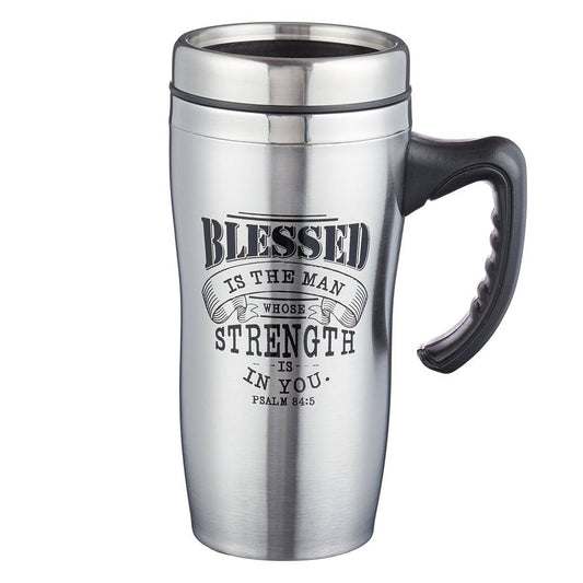 Mug SS Travel Silver Blessed Man Ps. 84:5