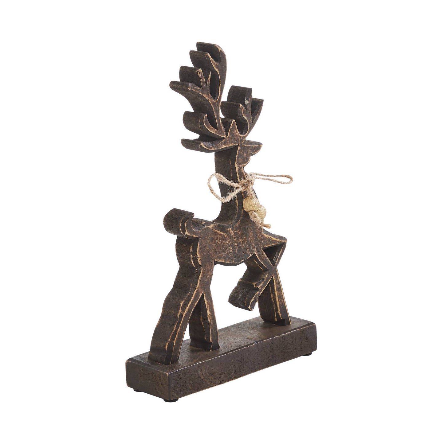 Woodland Winter Dark Wooden Reindeer 11x7x2