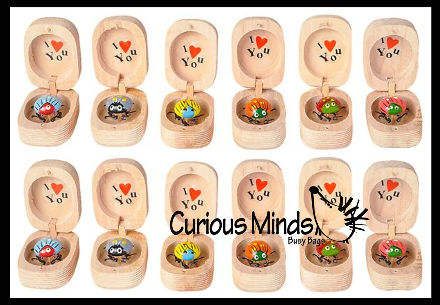 1 Love bug in Box Novelty Gift -Bugs Legs Wiggle Wood Hinge