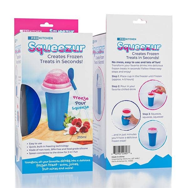 ProKitchen SQUEEZur Instant Slushie Maker Cup | Includes Straw/Spoon | NEW Colors!: Blue