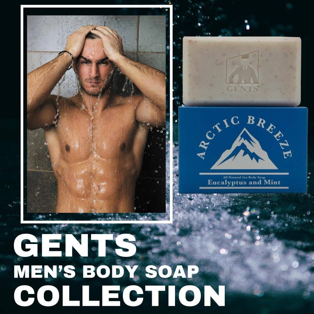 GENTS Body Soaps 5 oz All Natural 5 DIFFERENT SCENTS: Artic Breeze ( Eucalyptus Mint)