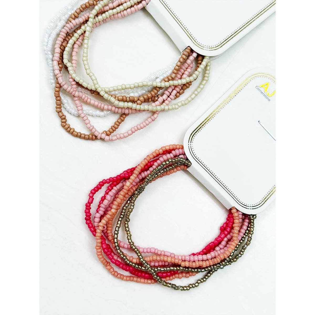 Soft Tone of Seed Beads Mixed Layered Bracelets