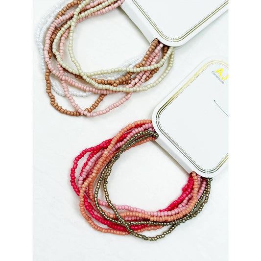 Soft Tone of Seed Beads Mixed Layered Bracelets