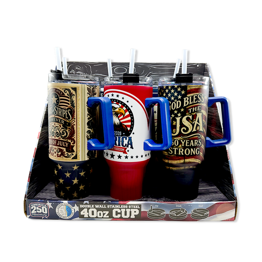 USA 250th Anniversary 40oz Patriotic Tumbler - 6/Display