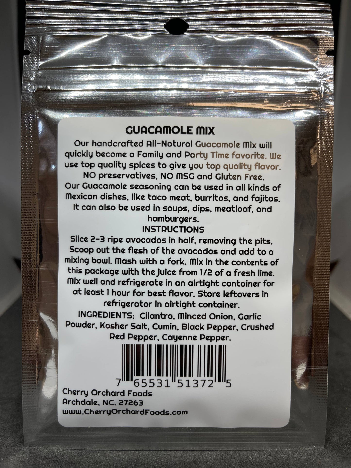 Cherry Orchard Foods Premium Packaging Guacamole Mix