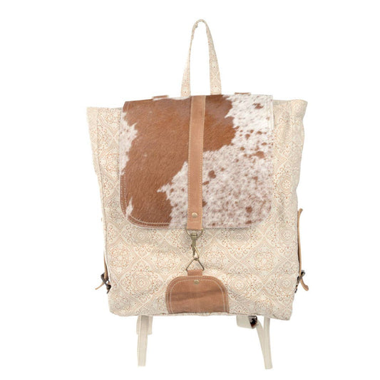 Cream Backpack With Cowhide Flap