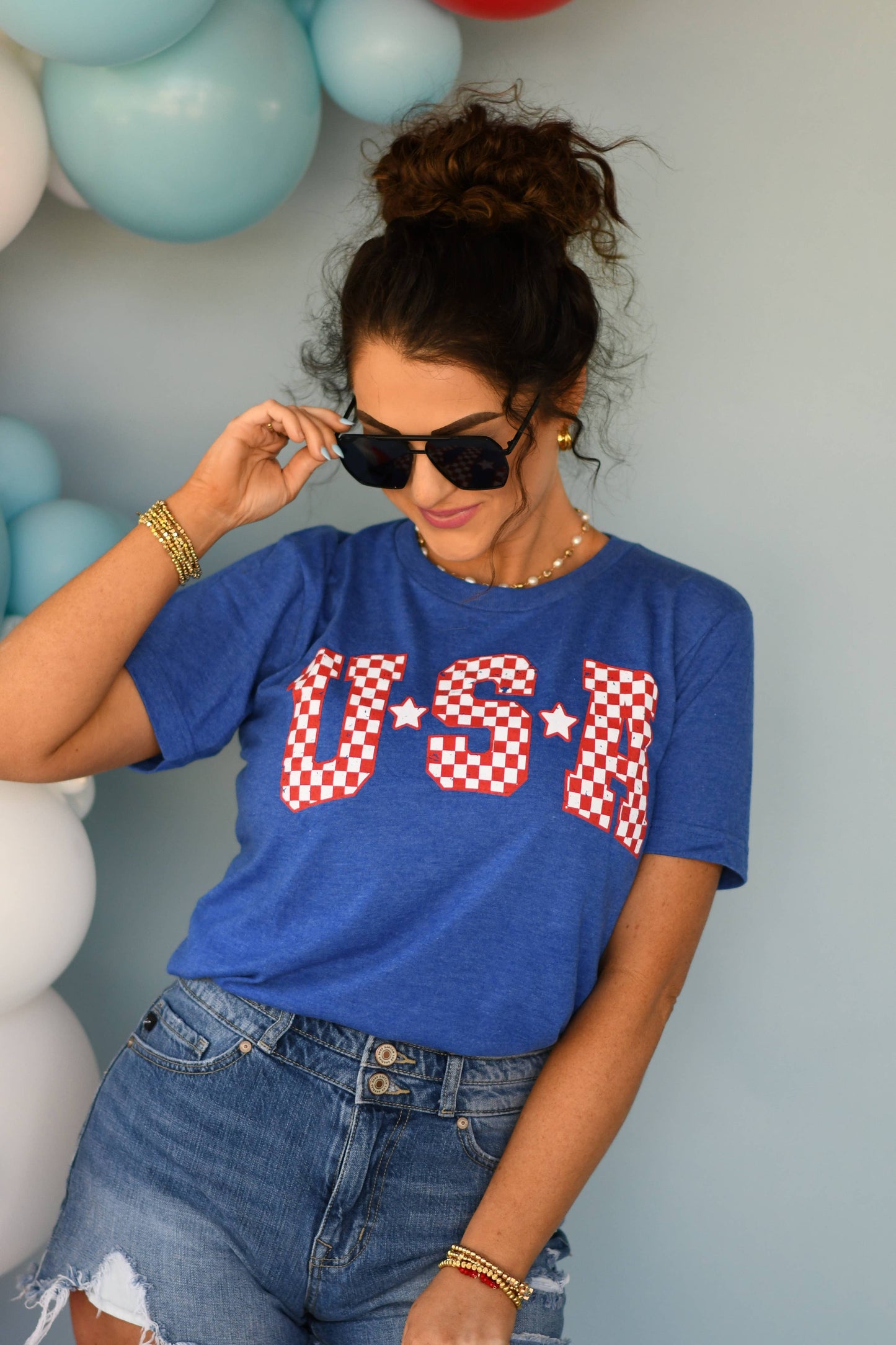 RTS Blue Checkered USA Tee